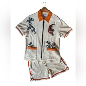 Tombolo “Crouching Tiger, Hidden Beverage” Cream & Orange Men's Shirt